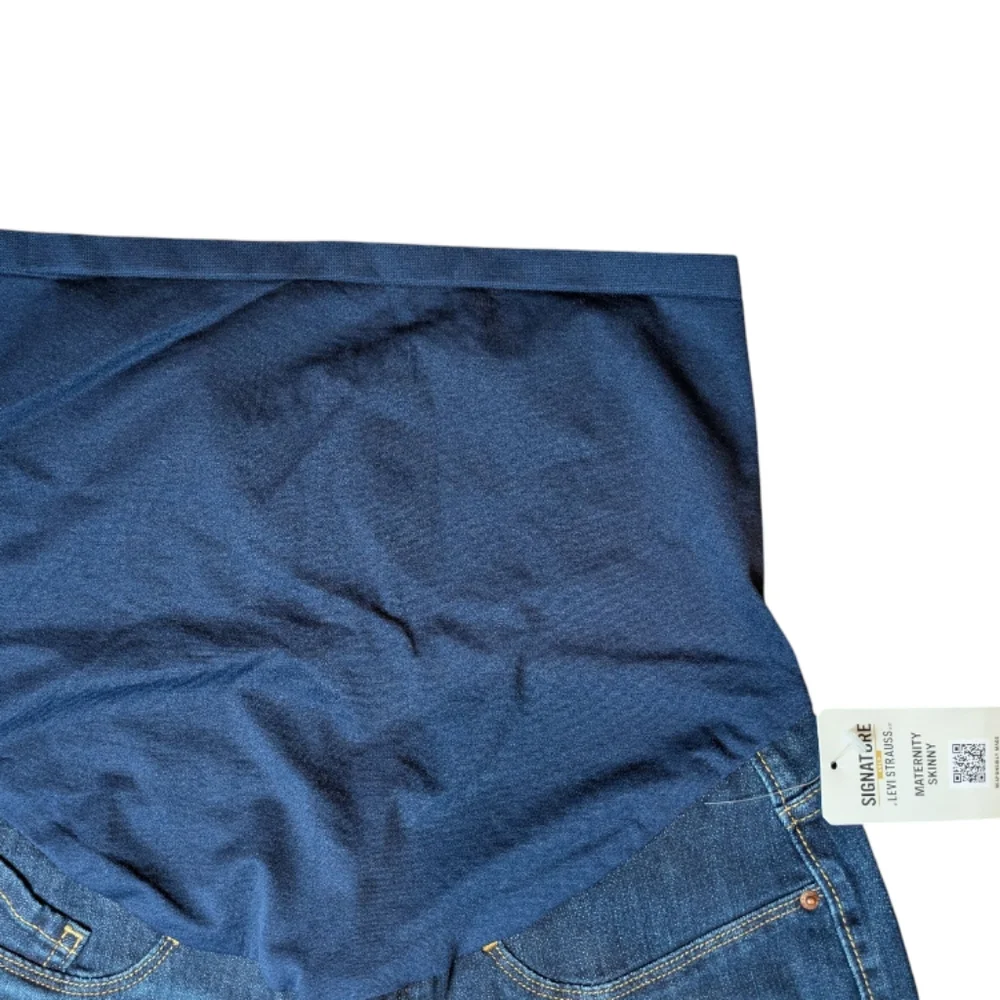 Levi Strauss Maternity Skinny Dark Rinse Super Stretch Full Tummy Panel Jeans Lg